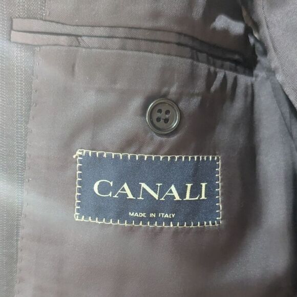 Canali Super 120's Italy Men's EU 50R Black Wool Pinstripe Blazer Three Button - Picture 9 of 11